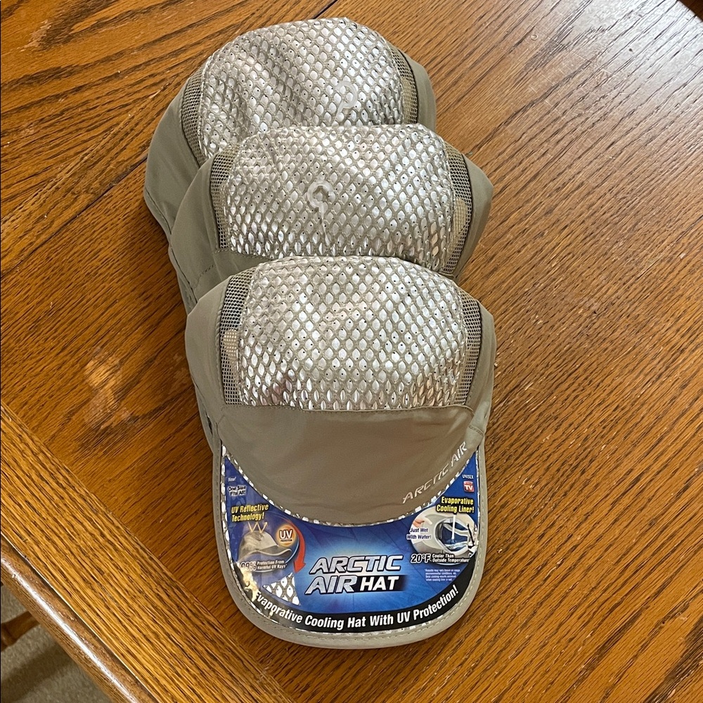 THREE NEW WITH TAGS Arctic Air Cooling Hats in Gray. Adjustable